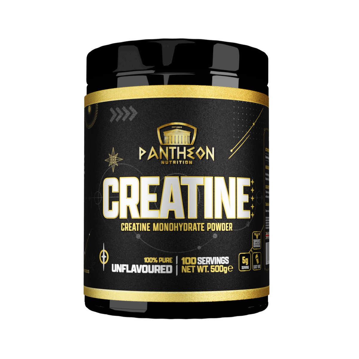 Pantheon Creatine Monohydrate 500g unflavoured powder tub