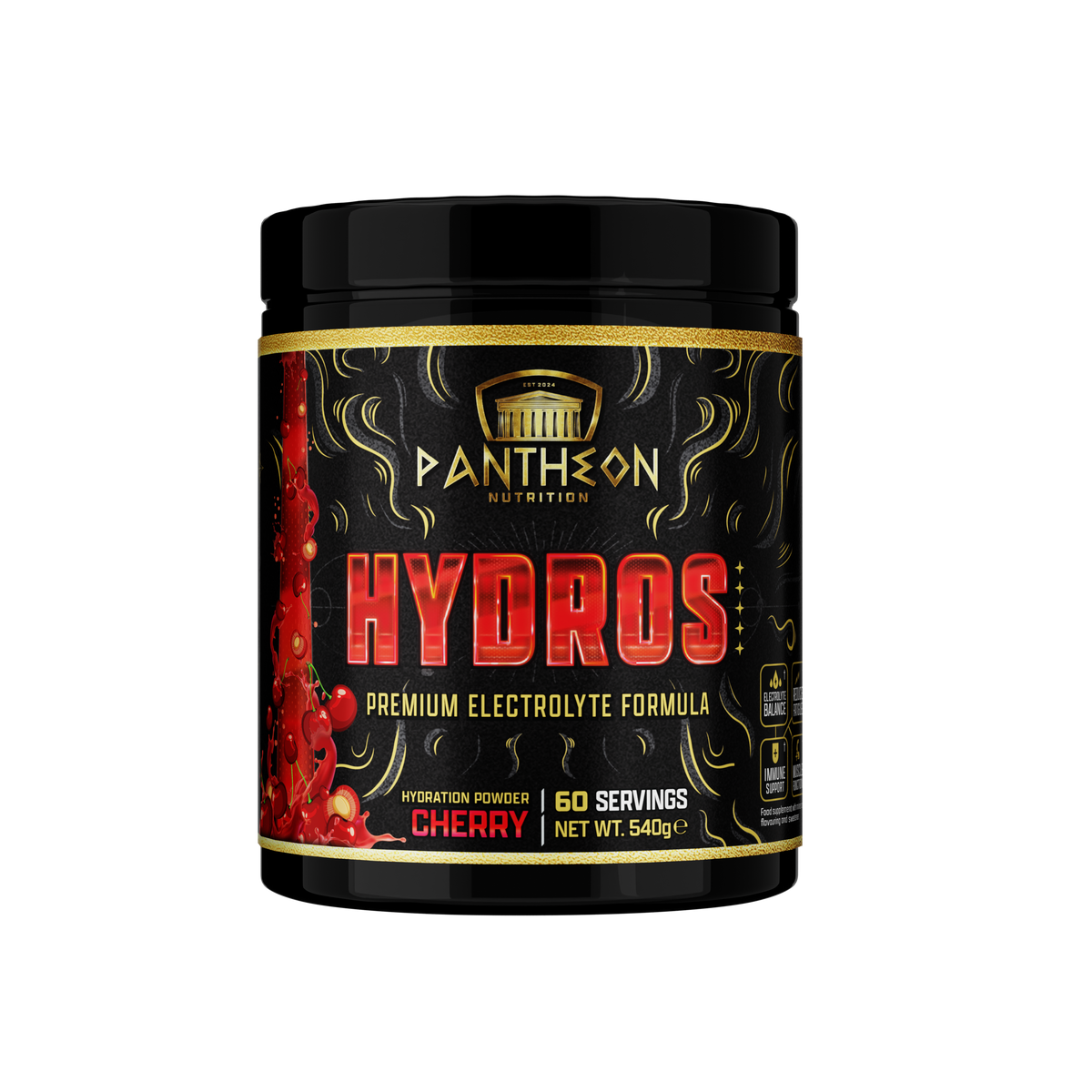 Pantheon Hydros electrolyte powder tub, Cherry flavour