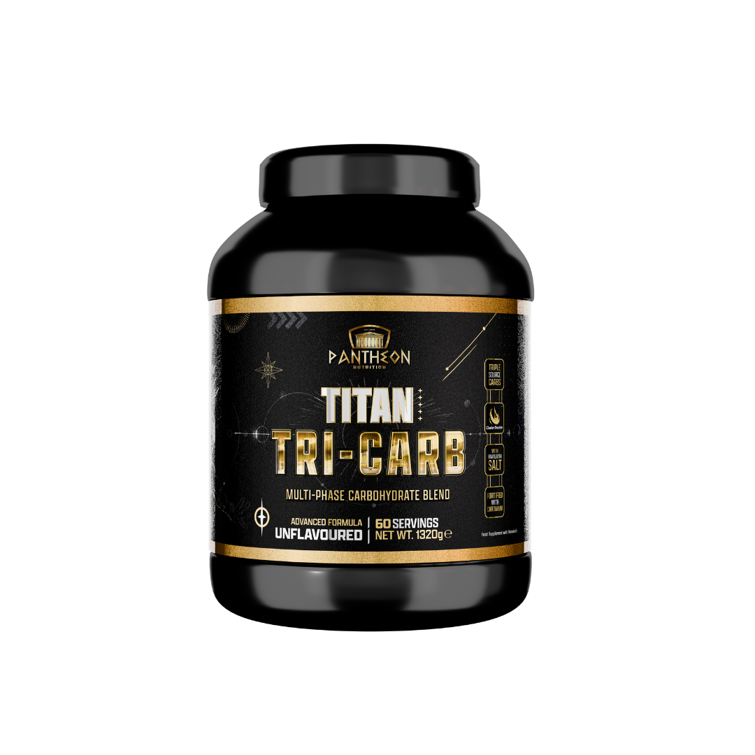 Pantheon Titan Tri-Carb unflavoured carbohydrate powder tub